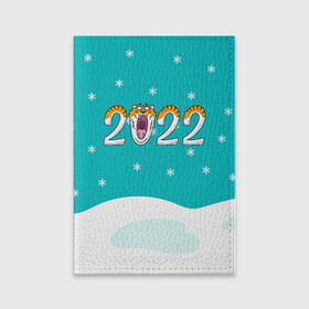 Обложка для паспорта матовая кожа с принтом Надпись 2022 Новый год в Новосибирске, натуральная матовая кожа | размер 19,3 х 13,7 см; прозрачные пластиковые крепления | 2022 | год тигра | новый год | новый год 2022 | символ года | тигр | тигренок | тигрица | тигры