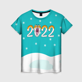 Женская футболка 3D с принтом Надпись 2022 Новый год в Новосибирске, 100% полиэфир ( синтетическое хлопкоподобное полотно) | прямой крой, круглый вырез горловины, длина до линии бедер | 2022 | год тигра | новый год | новый год 2022 | символ года | тигр | тигренок | тигрица | тигры