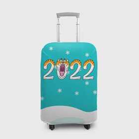 Чехол для чемодана 3D с принтом Надпись 2022 Новый год в Новосибирске, 86% полиэфир, 14% спандекс | двустороннее нанесение принта, прорези для ручек и колес | 2022 | год тигра | новый год | новый год 2022 | символ года | тигр | тигренок | тигрица | тигры
