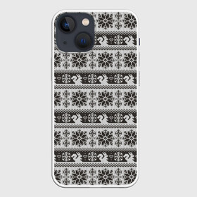 Чехол для iPhone 13 mini с принтом Squirrel Pattern в Новосибирске,  |  | background | christmas | hearts | holiday | knitted pattern | new year | pattern | snowflakes | squirrel | texture | белка | вязаный узор | новый год | паттерн | праздник | рождество | сердечки | снежинки | текстура | узор | фон