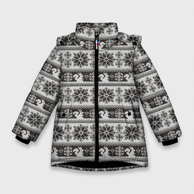 Зимняя куртка для девочек 3D с принтом Squirrel Pattern в Новосибирске, ткань верха — 100% полиэстер; подклад — 100% полиэстер, утеплитель — 100% полиэстер. | длина ниже бедра, удлиненная спинка, воротник стойка и отстегивающийся капюшон. Есть боковые карманы с листочкой на кнопках, утяжки по низу изделия и внутренний карман на молнии. 

Предусмотрены светоотражающий принт на спинке, радужный светоотражающий элемент на пуллере молнии и на резинке для утяжки. | background | christmas | hearts | holiday | knitted pattern | new year | pattern | snowflakes | squirrel | texture | белка | вязаный узор | новый год | паттерн | праздник | рождество | сердечки | снежинки | текстура | узор | фон
