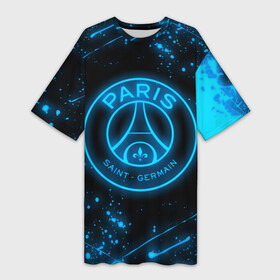 Платье-футболка 3D с принтом PSG NEON STYLE SPORT  ПСГ НЕОН в Новосибирске,  |  | neon | paris saint germain | psg | saint | sport | неон | париж | псг | псж | спорт | футбол