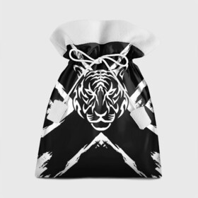 Подарочный 3D мешок с принтом Tiger Black & White / Черно-белый Тигр в Новосибирске, 100% полиэстер | Размер: 29*39 см | cat | tiger | год тигра | зверь | кошка | символ года | тигр | хищник