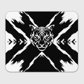 Прямоугольный коврик для мышки с принтом Tiger Black & White Черно-белый Тигр в Новосибирске, натуральный каучук | размер 230 х 185 мм; запечатка лицевой стороны | cat | tiger | год тигра | зверь | кошка | символ года | тигр | хищник