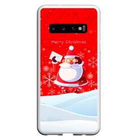 Чехол для Samsung Galaxy S10 с принтом Дед Мороз с подарочным конвертом. в Новосибирске, Силикон | Область печати: задняя сторона чехла, без боковых панелей | 2022 | merry christmas | год тигра | дед мороз | зима близко | мороз | нг | новогодний | новогодний тигр | новогодняя символика | новый год | новый год 2022 | рождество | символ 2022 года | снег | снежинки | тигр