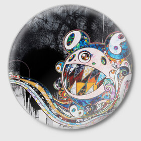 Значок с принтом Стрит-арт Такаси Мураками в Новосибирске,  металл | круглая форма, металлическая застежка в виде булавки | Тематика изображения на принте: картина | мураками | такаси мураками | такаши мураками | такеши мураками | японская живопись | японское искусство