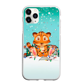 Чехол для iPhone 11 Pro матовый с принтом Тигренок запутался в гирляндах в Новосибирске, Силикон |  | 2022 | год тигра | новый год | новый год 2022 | символ года | тигр | тигренок | тигрица | тигры