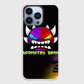 Чехол для iPhone 13 Pro с принтом GEOMETRY DASH PIXEL ART DEMON в Новосибирске,  |  | 2d | arcade | demon | game | geometry dash | meltdown | robtop | smile | аркада | геометрический тире | демон | раннер | смайлы | эмоции