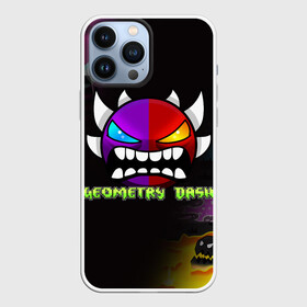 Чехол для iPhone 13 Pro Max с принтом GEOMETRY DASH PIXEL ART DEMON в Новосибирске,  |  | Тематика изображения на принте: 2d | arcade | demon | game | geometry dash | meltdown | robtop | smile | аркада | геометрический тире | демон | раннер | смайлы | эмоции