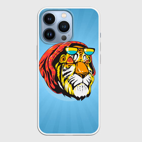 Чехол для iPhone 13 Pro с принтом Крутой тигр в шапке и очках в Новосибирске,  |  | furry | low poly | tiger | восточный тигр | год тигра | голова | кошка | лоу поли | тигр | тигренок | фурри | хищник