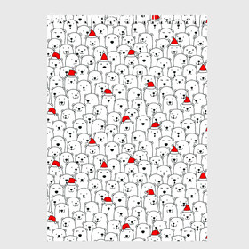 Скетчбук с принтом Белые медведи на Рождество в Новосибирске, 100% бумага
 | 48 листов, плотность листов — 100 г/м2, плотность картонной обложки — 250 г/м2. Листы скреплены сверху удобной пружинной спиралью | caps | christmas | new year | polar bears | red hats | santa claus | santas | белые медведи | деды морозы | колпаки | красные шапки | новый год | рождество | санта клаусы
