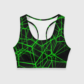 Женский спортивный топ 3D с принтом Зеленые Полигоны Матрица в Новосибирске, 82% полиэстер, 18% спандекс Ткань безопасна для здоровья, позволяет коже дышать, не мнется и не растягивается |  | зеленая абстракция | зеленая матрица | зеленая текстура | зеленые линии | зеленые полоски матрица | современное искусство