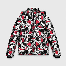 Зимняя куртка для мальчиков 3D с принтом Щенки и красные колпаки в Новосибирске, ткань верха — 100% полиэстер; подклад — 100% полиэстер, утеплитель — 100% полиэстер | длина ниже бедра, удлиненная спинка, воротник стойка и отстегивающийся капюшон. Есть боковые карманы с листочкой на кнопках, утяжки по низу изделия и внутренний карман на молнии. 

Предусмотрены светоотражающий принт на спинке, радужный светоотражающий элемент на пуллере молнии и на резинке для утяжки | caps | christmas | dogs | new year | puppies | red hats | santa claus | santas | деды морозы | колпаки | красные шапки | новый год | рождество | санта клаусы | собаки | щенки