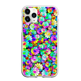 Чехол для iPhone 11 Pro матовый с принтом Rainbow flowers в Новосибирске, Силикон |  | takashi murakami | паттерн | радуга | смайл | такаси мураками | улыбка | цветы