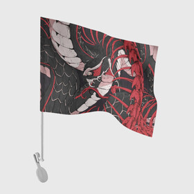 Флаг для автомобиля с принтом Хищная Абстракция в Новосибирске, 100% полиэстер | Размер: 30*21 см | Тематика изображения на принте: абстракция | змеи | позвоночник | скелет | хищник