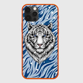 Чехол для iPhone 12 Pro с принтом New Years Tiger / Новогодний Тигр в Новосибирске, силикон | область печати: задняя сторона чехла, без боковых панелей | Тематика изображения на принте: cat | tiger | год тигра | дед мороз | зверь | кошка | новый год | рождество | санта | символ года | снег | снежинка | тигр | хищник