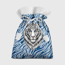 Подарочный 3D мешок с принтом New Years Tiger / Новогодний Тигр в Новосибирске, 100% полиэстер | Размер: 29*39 см | cat | tiger | год тигра | дед мороз | зверь | кошка | новый год | рождество | санта | символ года | снег | снежинка | тигр | хищник