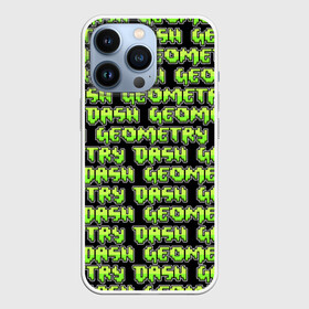 Чехол для iPhone 13 Pro с принтом GEOMETRY DASH PATTERN LOGO в Новосибирске,  |  | Тематика изображения на принте: 2d | arcade | demon | game | geometry dash | levels | meltdown | robtop | smile | аркада | геометрический тире | демон | раннер | смайлы | уровни | эмоции