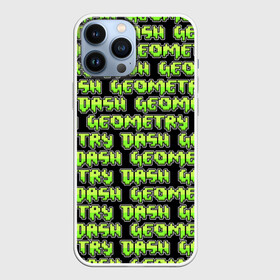 Чехол для iPhone 13 Pro Max с принтом GEOMETRY DASH PATTERN LOGO в Новосибирске,  |  | Тематика изображения на принте: 2d | arcade | demon | game | geometry dash | levels | meltdown | robtop | smile | аркада | геометрический тире | демон | раннер | смайлы | уровни | эмоции