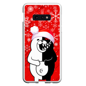 Чехол для Samsung S10E с принтом НОВОГОДНИЙ MONOKUMA. в Новосибирске, Силикон | Область печати: задняя сторона чехла, без боковых панелей | 2022 | anime | black  white | danganronpa | happy new year | kurokuma | merry christmas | monodam | monokuma | monomi | monotaro | pink | shirokuma | аниме | год тигра | зима близко | мoноми | монокума | нг | новогодний | новый год | новый 