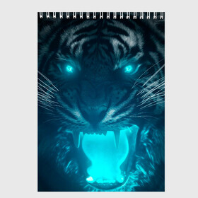 Скетчбук с принтом Неоновый водяной тигр 2022 в Новосибирске, 100% бумага
 | 48 листов, плотность листов — 100 г/м2, плотность картонной обложки — 250 г/м2. Листы скреплены сверху удобной пружинной спиралью | 2022 | водяной тигр | неон | новый год | тигр