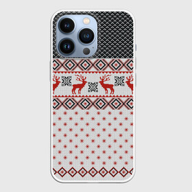 Чехол для iPhone 13 Pro с принтом НОВОГОДНИЙ УЗОР в Новосибирске,  |  | background | christmas | christmas pattern | deer | holiday | knitted pattern | new year | pattern | snowflakes | texture | вязаный узор | новогодний узор | новый год | олени | паттерн | праздник | рождество | снежинки | текстура | узор | фон