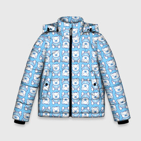 Зимняя куртка для мальчиков 3D с принтом Новогодний медвежонок голубой в Новосибирске, ткань верха — 100% полиэстер; подклад — 100% полиэстер, утеплитель — 100% полиэстер | длина ниже бедра, удлиненная спинка, воротник стойка и отстегивающийся капюшон. Есть боковые карманы с листочкой на кнопках, утяжки по низу изделия и внутренний карман на молнии. 

Предусмотрены светоотражающий принт на спинке, радужный светоотражающий элемент на пуллере молнии и на резинке для утяжки | Тематика изображения на принте: медведь | медвежонок | миша | мишка | новый год | снег | снежинки | снежника