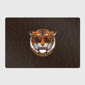 Магнитный плакат 3Х2 с принтом Крутой тигр в очках с цепью в Новосибирске, Полимерный материал с магнитным слоем | 6 деталей размером 9*9 см | furry | tiger | восточный тигр | год тигра | голова | кошка | тигр | тигренок | фурри | хищник