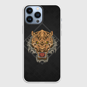 Чехол для iPhone 13 Pro Max с принтом Голова тигра в ромбе в Новосибирске,  |  | furry | low poly | tiger | восточный тигр | год тигра | голова | кошка | лоу поли | тигр | тигренок | фурри | хищник