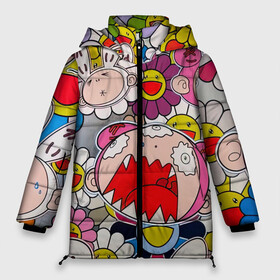 Женская зимняя куртка Oversize с принтом Takashi Murakami кричащий арт в Новосибирске, верх — 100% полиэстер; подкладка — 100% полиэстер; утеплитель — 100% полиэстер | длина ниже бедра, силуэт Оверсайз. Есть воротник-стойка, отстегивающийся капюшон и ветрозащитная планка. 

Боковые карманы с листочкой на кнопках и внутренний карман на молнии | takashi murakami | арт | граффити | кричащий арт | мураками | такаси | такаси мураками | токио | уличное граффити | япония