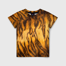 Детская футболка 3D с принтом Шкура тигра 2022 в Новосибирске, 100% гипоаллергенный полиэфир | прямой крой, круглый вырез горловины, длина до линии бедер, чуть спущенное плечо, ткань немного тянется | 2022 | год тигра | новый год | новый год 2022 | символ года | тигр | тигренок | тигрица | тигры