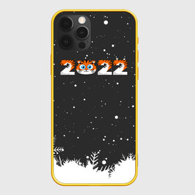 Чехол для iPhone 12 Pro с принтом Новый год 2022 - надпись 2022 в Новосибирске, силикон | область печати: задняя сторона чехла, без боковых панелей | 2022 | год тигра | новый год | новый год 2022 | символ года | тигр | тигренок | тигрица | тигры