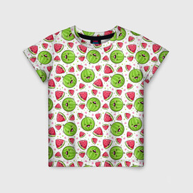 Детская футболка 3D с принтом Арбузы много арбузов! в Новосибирске, 100% гипоаллергенный полиэфир | прямой крой, круглый вырез горловины, длина до линии бедер, чуть спущенное плечо, ткань немного тянется | арбуз | арбузы | витамина | лето | паттерн | фрукты