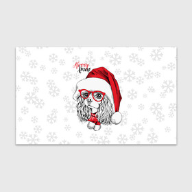 Бумага для упаковки 3D с принтом Happy Christmas кокер спаниель в Новосибирске, пластик и полированная сталь | круглая форма, металлическое крепление в виде кольца | Тематика изображения на принте: american | cap | christmas | cocker spaniel | happy christmas | knitted scarf | new year | purebred dog | red | santa claus | snowflakes | американский | вязаный шарф | кокер спаниель | колпак | красные | новый год | очки | породистая собака | р