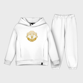 Детский костюм хлопок Oversize с принтом MU Gold cotton theme в Новосибирске,  |  | manchester | manchester united | mu | old trafford | red devils | англия | апл | красные дьяволы | манчестер | манчестер юнайтед | премьерлига | роналду | футбол