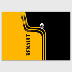 Поздравительная открытка с принтом Renault Рено в Новосибирске, 100% бумага | плотность бумаги 280 г/м2, матовая, на обратной стороне линовка и место для марки
 | auto | car | france | renault | yellow | авто | автомобили | желтый | иномарки | машины | рено | тачки | техника | франция