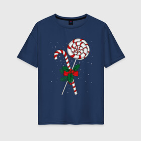 Женская футболка хлопок Oversize с принтом New Years sweets в Новосибирске, 100% хлопок | свободный крой, круглый ворот, спущенный рукав, длина до линии бедер
 | 2022 | 2022 год | family look | happy new year | santa | год тигра | дед мороз | каникулы | мороз | новогодний свитер | новый год | новый год 2022 | новый год тигра | оливье | праздник | рождество | санта клаус