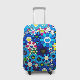 Чехол для чемодана 3D с принтом ТАКАСИ МУРАКАМИ в Новосибирске, 86% полиэфир, 14% спандекс | двустороннее нанесение принта, прорези для ручек и колес | takashi murakami | абстракция | арт | иллюстрация | смайлы | такаси мураками | такаши мураками | цветы | яркие краски