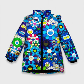 Зимняя куртка для девочек 3D с принтом ТАКАСИ МУРАКАМИ в Новосибирске, ткань верха — 100% полиэстер; подклад — 100% полиэстер, утеплитель — 100% полиэстер. | длина ниже бедра, удлиненная спинка, воротник стойка и отстегивающийся капюшон. Есть боковые карманы с листочкой на кнопках, утяжки по низу изделия и внутренний карман на молнии. 

Предусмотрены светоотражающий принт на спинке, радужный светоотражающий элемент на пуллере молнии и на резинке для утяжки. | takashi murakami | абстракция | арт | иллюстрация | смайлы | такаси мураками | такаши мураками | цветы | яркие краски