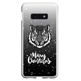 Чехол для Samsung S10E с принтом Merry Christmas Год Тигра 2022. в Новосибирске, Силикон | Область печати: задняя сторона чехла, без боковых панелей | 2022 | happy new year | merry christmas | год тигра | зима близко | нг | новогодний | новогодний тигр | новогодняя символика | новый год | новый год 2022 | рождество | символ 2022 года | снег | снежинки | тигр