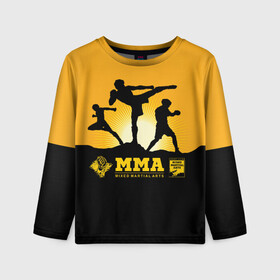 Детский лонгслив 3D с принтом ММА (Mixed Martial Arts) в Новосибирске, 100% полиэстер | длинные рукава, круглый вырез горловины, полуприлегающий силуэт
 | bellator | boxing | fight club | mixed martial arts | ufc | айкидо | беллатор | боевые искусства | боец | бои | бои без правил | бойцовский клуб | бокс | борьба | воин | джиуджитсу | дзюдо | единоборства | карате | кикбоксинг