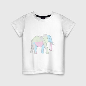 Детская футболка хлопок с принтом Сказочный слон в Новосибирске, 100% хлопок | круглый вырез горловины, полуприлегающий силуэт, длина до линии бедер | африка | дикое животное | животное | животные | звери | индия | слон | экзотика