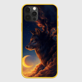 Чехол для iPhone 12 Pro с принтом Ночной Волк Night Wolf в Новосибирске, силикон | область печати: задняя сторона чехла, без боковых панелей | animal | moon | night | sky | stars | wolf | благородный | волк | животные | звезды | зверь | луна | небо | ночной | ночь | облака | тьма | хищник