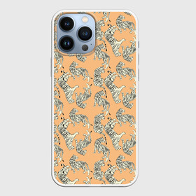 Чехол для iPhone 13 Pro Max с принтом Тигры на оранжевом паттерн в Новосибирске,  |  | tiger | восточный тигр | год тигра | кошка | паттерн | тигр | тигренок | хищник
