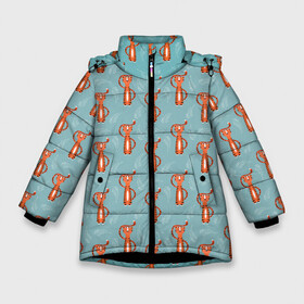 Зимняя куртка для девочек 3D с принтом Тигрята паттерн в Новосибирске, ткань верха — 100% полиэстер; подклад — 100% полиэстер, утеплитель — 100% полиэстер. | длина ниже бедра, удлиненная спинка, воротник стойка и отстегивающийся капюшон. Есть боковые карманы с листочкой на кнопках, утяжки по низу изделия и внутренний карман на молнии. 

Предусмотрены светоотражающий принт на спинке, радужный светоотражающий элемент на пуллере молнии и на резинке для утяжки. | Тематика изображения на принте: tiger | восточный тигр | год тигра | кошка | паттерн | тигр | тигренок | тигрята | хищник