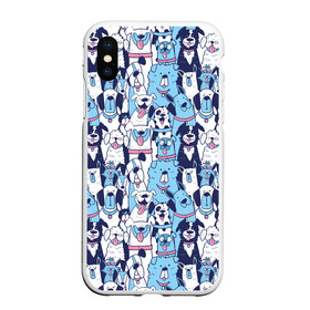 Чехол для iPhone XS Max матовый с принтом Забавные Пёсели паттерн Funny Dogs pattern в Новосибирске, Силикон | Область печати: задняя сторона чехла, без боковых панелей | dog | бульдог | далматинец | йорк | мопс | песик | порода | смешной | собака