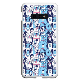 Чехол для Samsung S10E с принтом Забавные Пёсели паттерн Funny Dogs pattern в Новосибирске, Силикон | Область печати: задняя сторона чехла, без боковых панелей | dog | бульдог | далматинец | йорк | мопс | песик | порода | смешной | собака