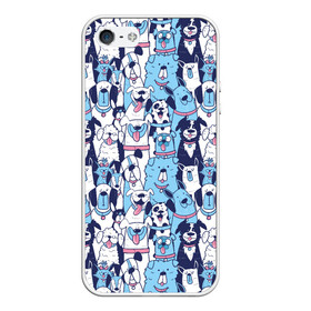 Чехол для iPhone 5/5S матовый с принтом Забавные Пёсели паттерн Funny Dogs pattern в Новосибирске, Силикон | Область печати: задняя сторона чехла, без боковых панелей | dog | бульдог | далматинец | йорк | мопс | песик | порода | смешной | собака