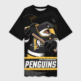 Платье-футболка 3D с принтом Питтсбург Пингвинз, Pittsburgh Penguins в Новосибирске,  |  | hockey | nhl | penguins | pittsburg | pittsburgh | pittsburgh penguins | usa | нхл | пингвинз | питтсбург | питтсбург пингвинз | спорт | сша | хоккей | шайба