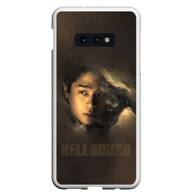 Чехол для Samsung S10E с принтом Hellbound персонаж в Новосибирске, Силикон | Область печати: задняя сторона чехла, без боковых панелей | Тематика изображения на принте: дым | монстор | надпись | название | персонаж